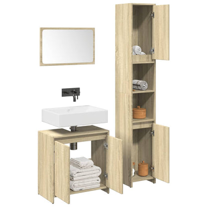 3 Piece Bathroom Furniture Set Sonoma Oak Engineered Wood