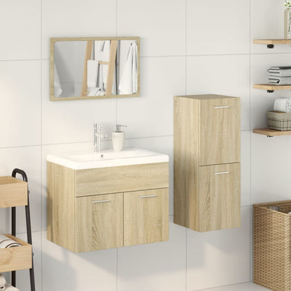 3 Piece Bathroom Furniture Set Sonoma Oak Engineered Wood