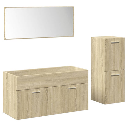 3 Piece Bathroom Furniture Set Sonoma Oak Engineered Wood