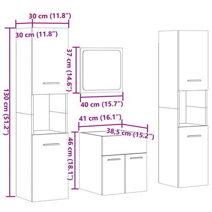 4 Piece Bathroom Furniture Set Sonoma Oak Engineered Wood