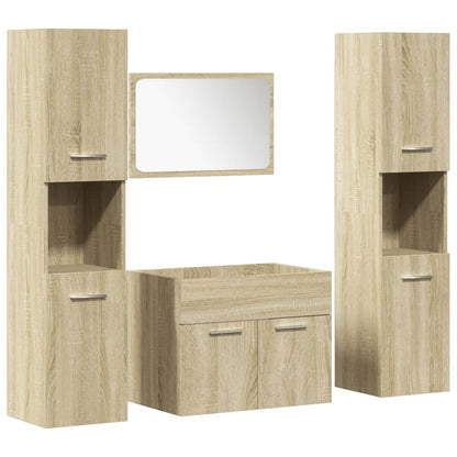 4 Piece Bathroom Furniture Set Sonoma Oak Engineered Wood