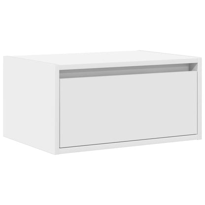 Wall-mounted Bedside Cabinet with LED Lights White