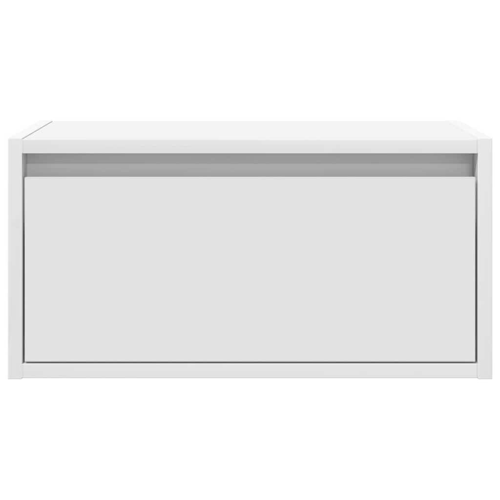 Wall-mounted Bedside Cabinet with LED Lights White