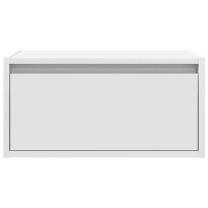 Wall-mounted Bedside Cabinet with LED Lights White