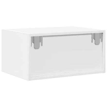 Wall-mounted Bedside Cabinet with LED Lights White