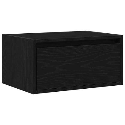 Wall-mounted Bedside Cabinet with LED Lights Black Oak