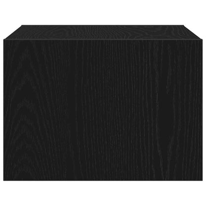 Wall-mounted Bedside Cabinet with LED Lights Black Oak