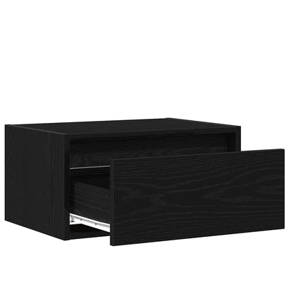 Wall-mounted Bedside Cabinet with LED Lights Black Oak