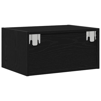 Wall-mounted Bedside Cabinets with LED Lights 2 pcs Black Oak