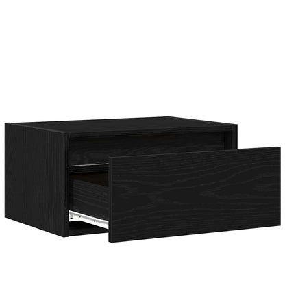 Wall-mounted Bedside Cabinets with LED Lights 2 pcs Black Oak