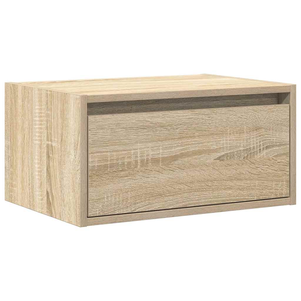 Wall-mounted Bedside Cabinet with LED Lights Sonoma Oak