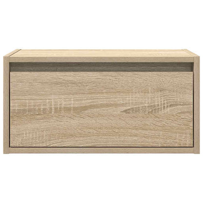 Wall-mounted Bedside Cabinet with LED Lights Sonoma Oak