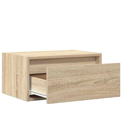 Wall-mounted Bedside Cabinet with LED Lights Sonoma Oak