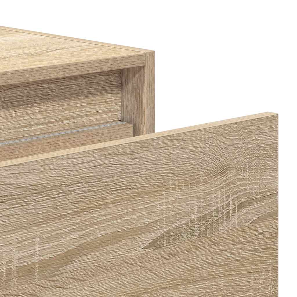 Wall-mounted Bedside Cabinet with LED Lights Sonoma Oak