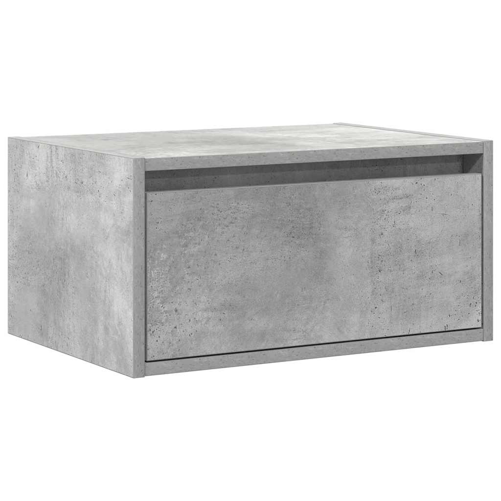 Wall-mounted Bedside Cabinet with LED Lights Concrete Grey