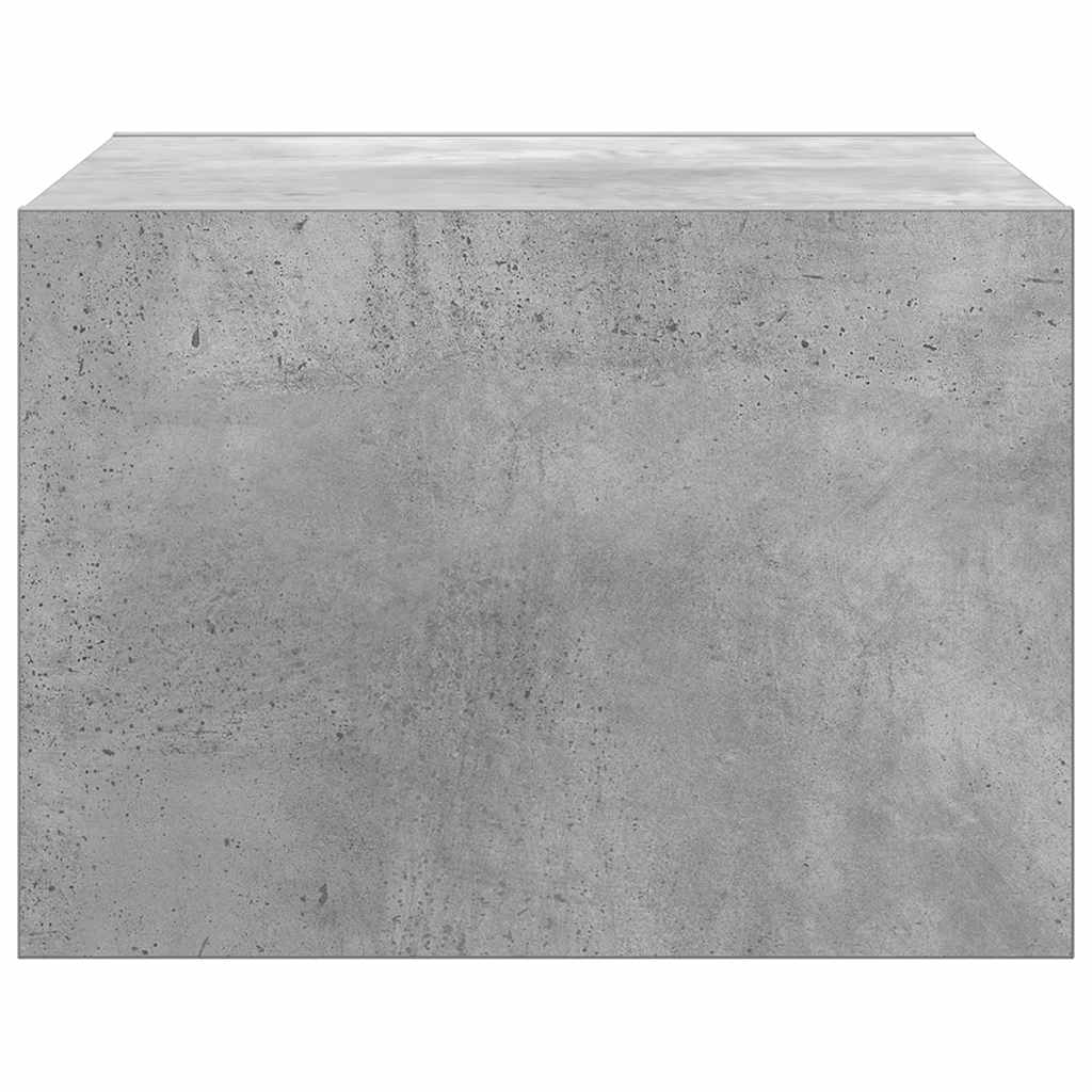 Wall-mounted Bedside Cabinet with LED Lights Concrete Grey