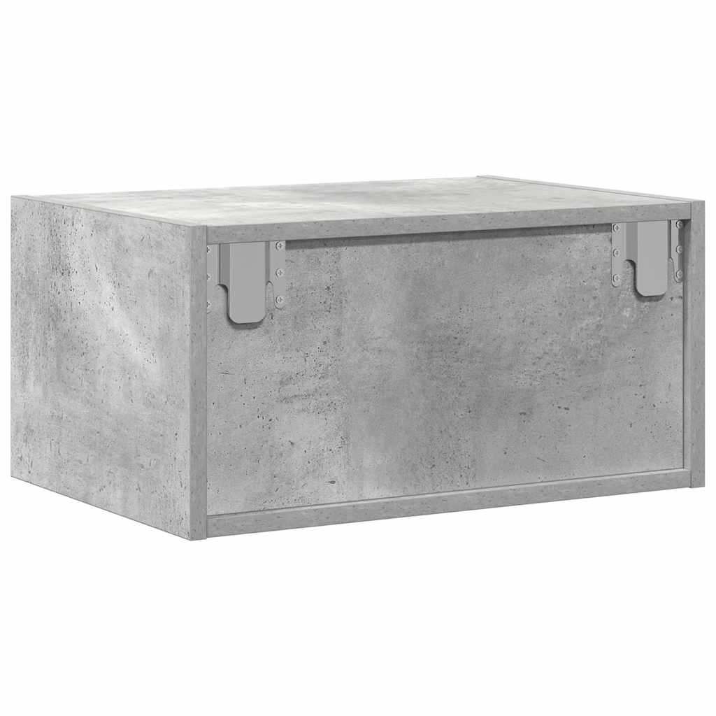 Wall-mounted Bedside Cabinet with LED Lights Concrete Grey