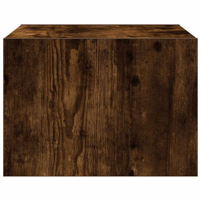 Wall-mounted Bedside Cabinet with LED Lights Smoked Oak