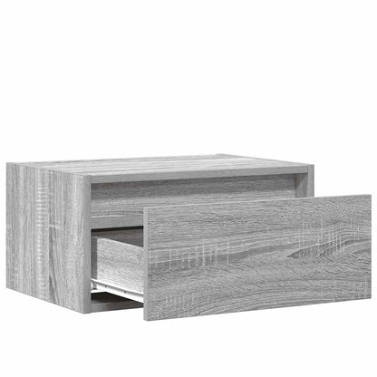 Wall-mounted Bedside Cabinet with LED Lights Grey Sonoma