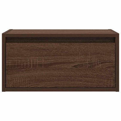 Wall-mounted Bedside Cabinet with LED Lights Brown Oak