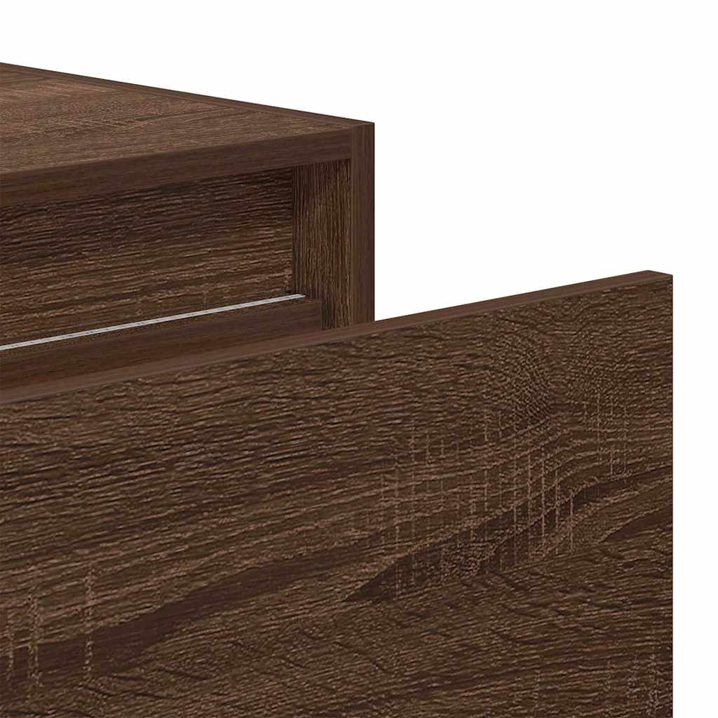 Wall-mounted Bedside Cabinet with LED Lights Brown Oak