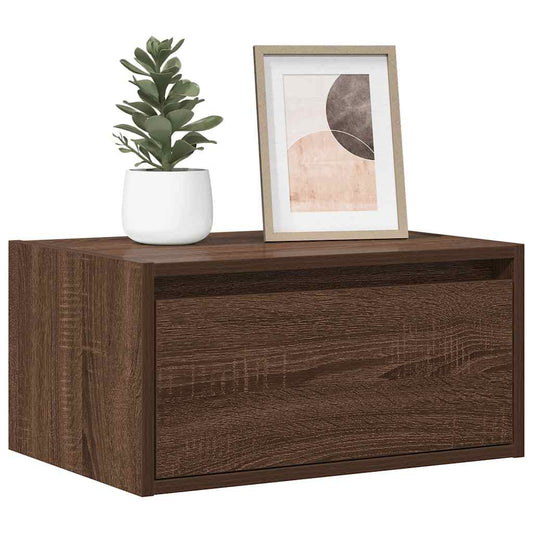 Wall-mounted Bedside Cabinets with LED Lights 2 pcs Brown Oak