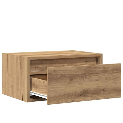 Wall-mounted Bedside Cabinets with LED Lights 2 pcs Artisan Oak