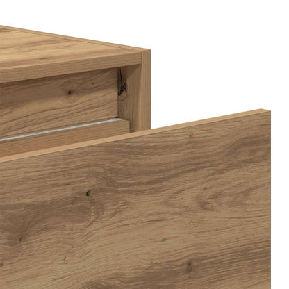 Wall-mounted Bedside Cabinets with LED Lights 2 pcs Artisan Oak