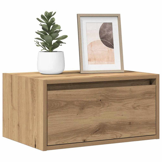 Wall-mounted Bedside Cabinets with LED Lights 2 pcs Artisan Oak