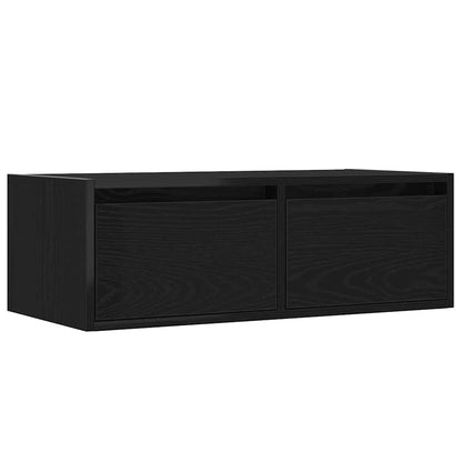 TV Cabinet with LED Lights Black Oak 75x35.5x25 cm