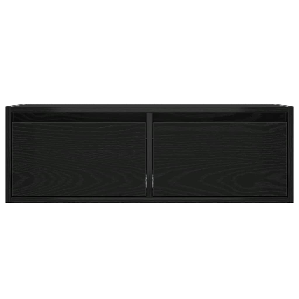 TV Cabinet with LED Lights Black Oak 75x35.5x25 cm