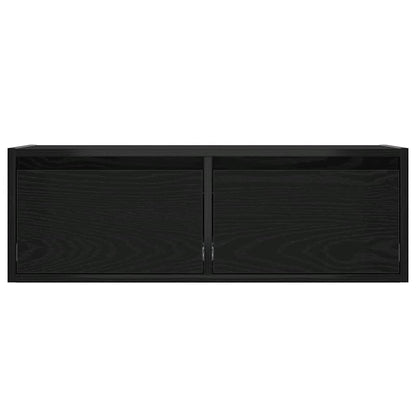 TV Cabinet with LED Lights Black Oak 75x35.5x25 cm