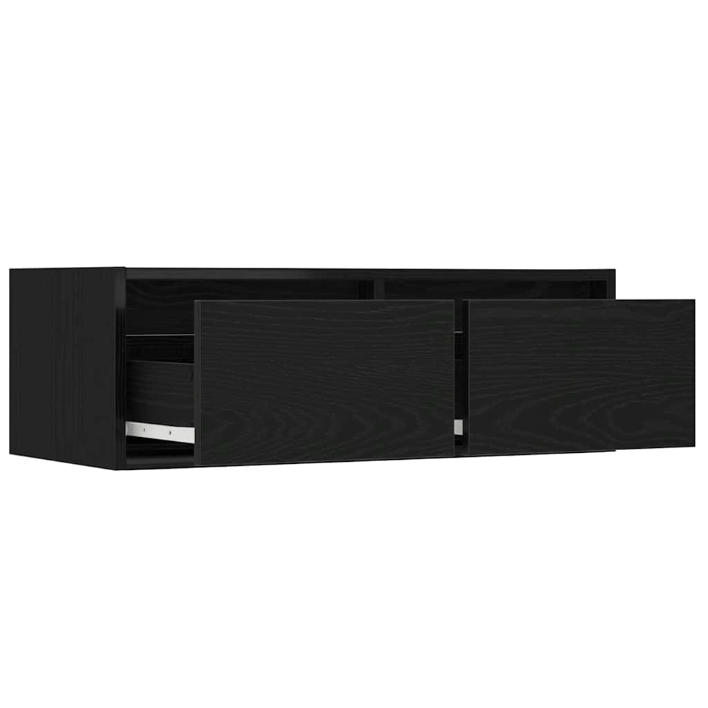 TV Cabinet with LED Lights Black Oak 75x35.5x25 cm