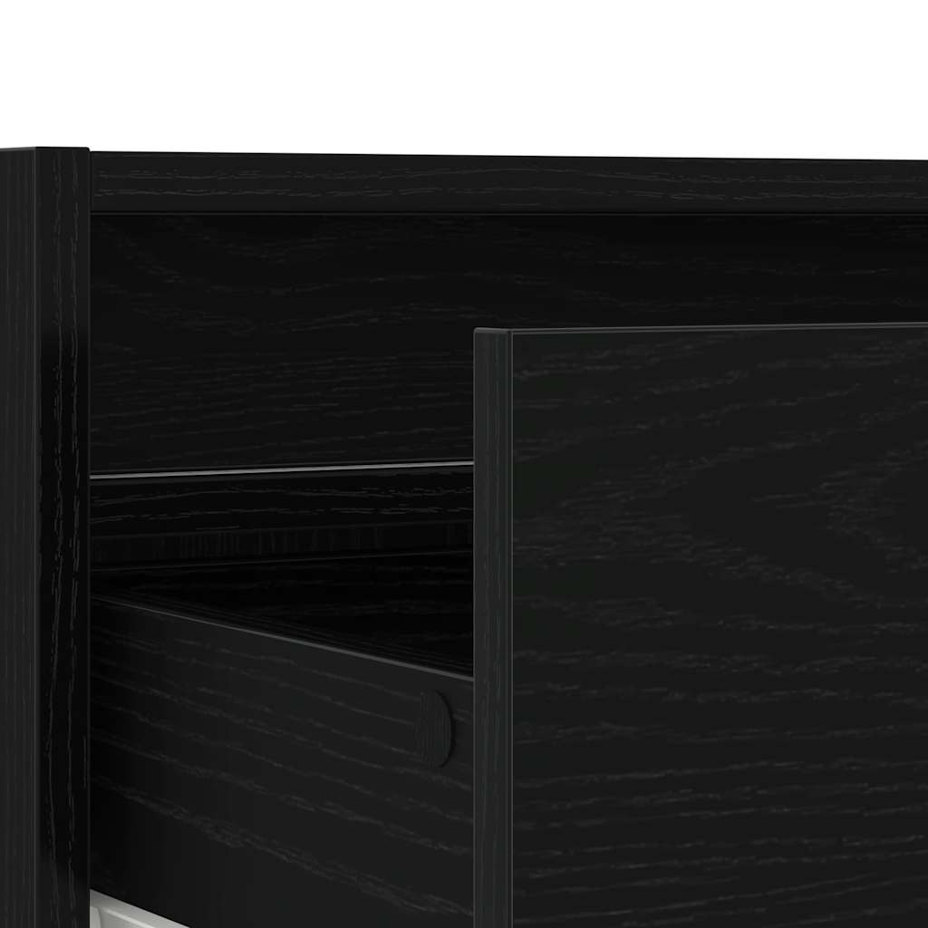 TV Cabinet with LED Lights Black Oak 75x35.5x25 cm