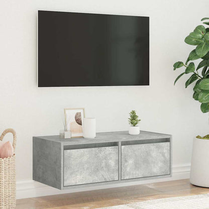 TV Cabinet with LED Lights Concrete Grey 75x35.5x25 cm