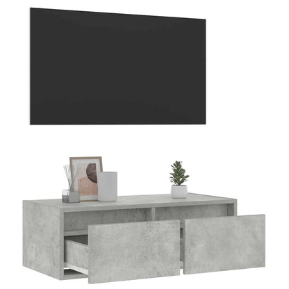 TV Cabinet with LED Lights Concrete Grey 75x35.5x25 cm