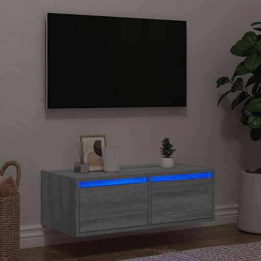 TV Cabinet with LED Lights Grey Sonoma 75x35.5x25 cm