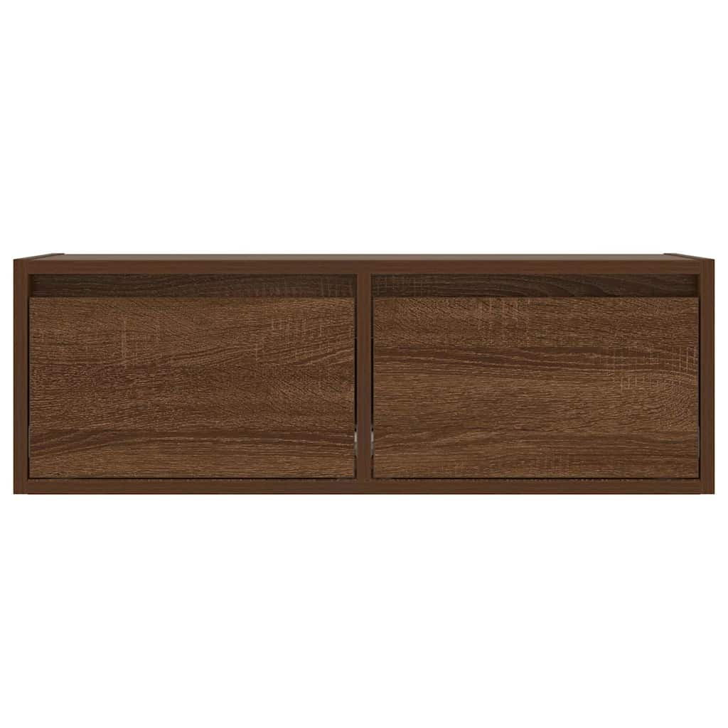 TV Cabinet with LED Lights Brown Oak 75x35.5x25 cm