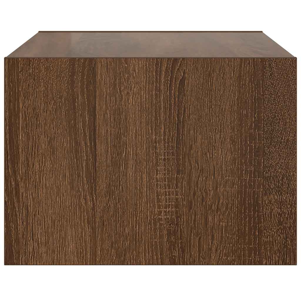 TV Cabinet with LED Lights Brown Oak 75x35.5x25 cm