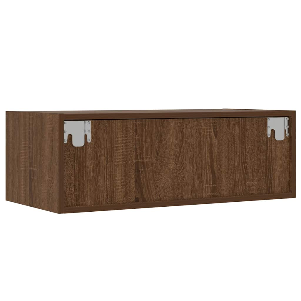 TV Cabinet with LED Lights Brown Oak 75x35.5x25 cm