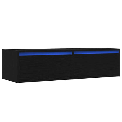 TV Cabinet with LED Lights Black Oak 100X35.5x25 cm