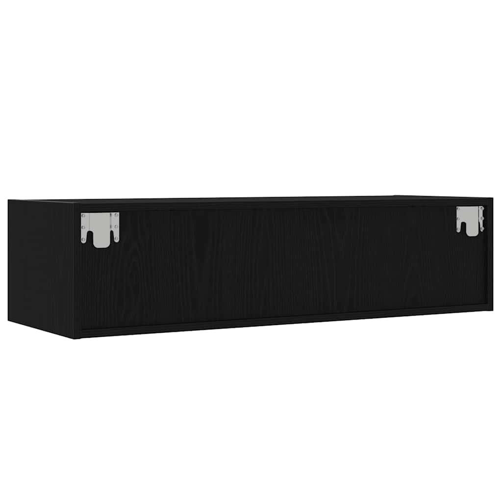 TV Cabinet with LED Lights Black Oak 100X35.5x25 cm