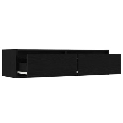 TV Cabinet with LED Lights Black Oak 100X35.5x25 cm