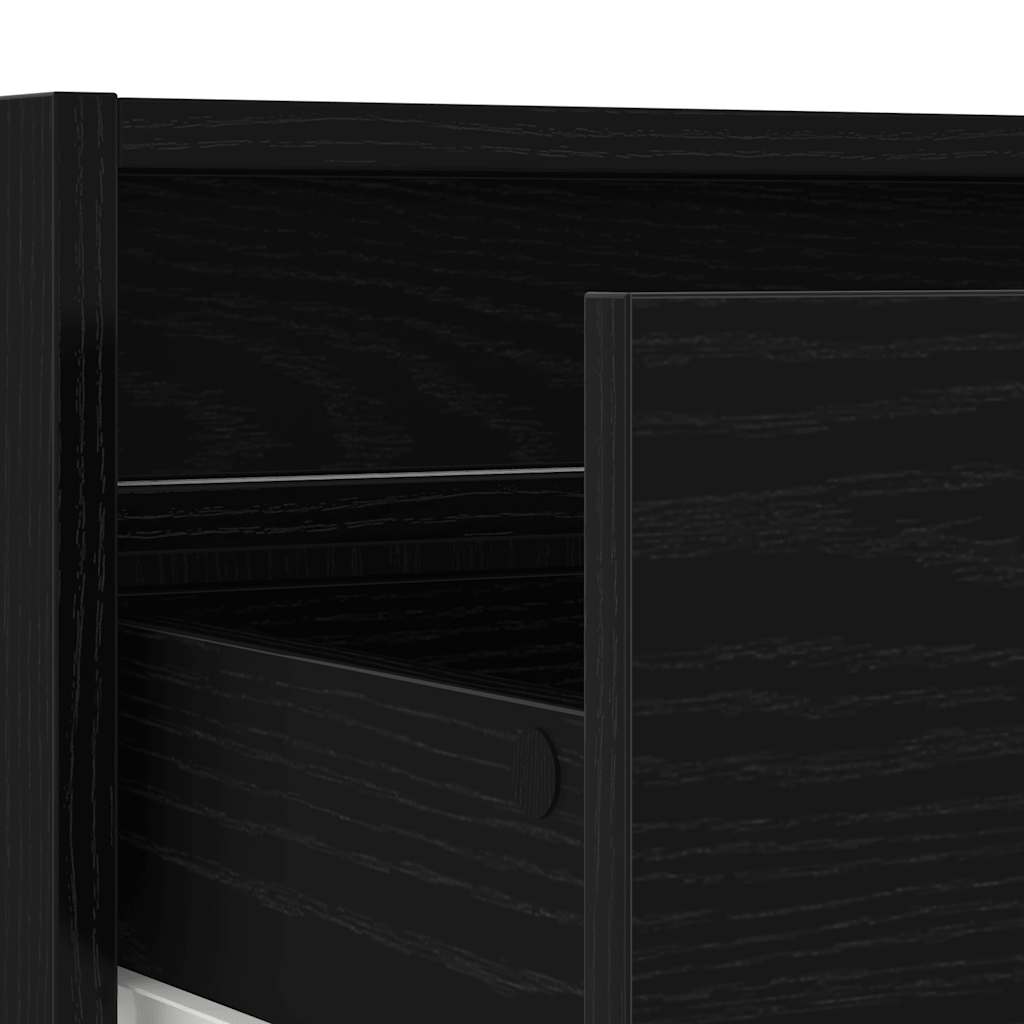 TV Cabinet with LED Lights Black Oak 100X35.5x25 cm