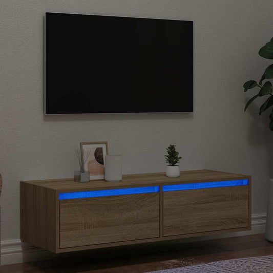 TV Cabinet with LED Lights Sonoma Oak 100X35.5x25 cm