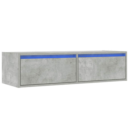 TV Cabinet with LED Lights Concrete Grey 100X35.5x25 cm