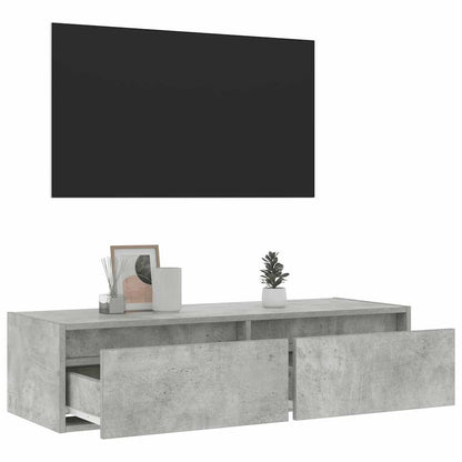 TV Cabinet with LED Lights Concrete Grey 100X35.5x25 cm