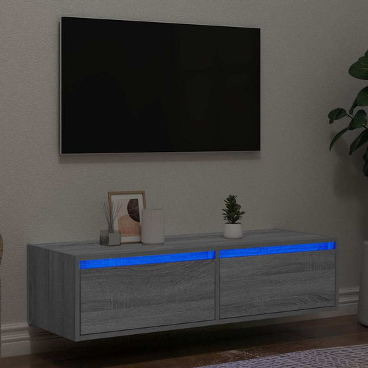 TV Cabinet with LED Lights Grey Sonoma 100X35.5x25 cm