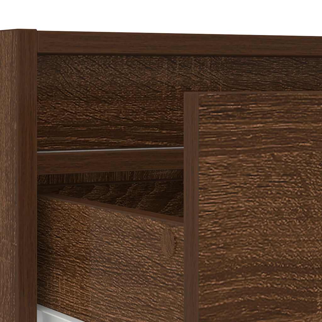 TV Cabinet with LED Lights Brown Oak 100X35.5x25 cm