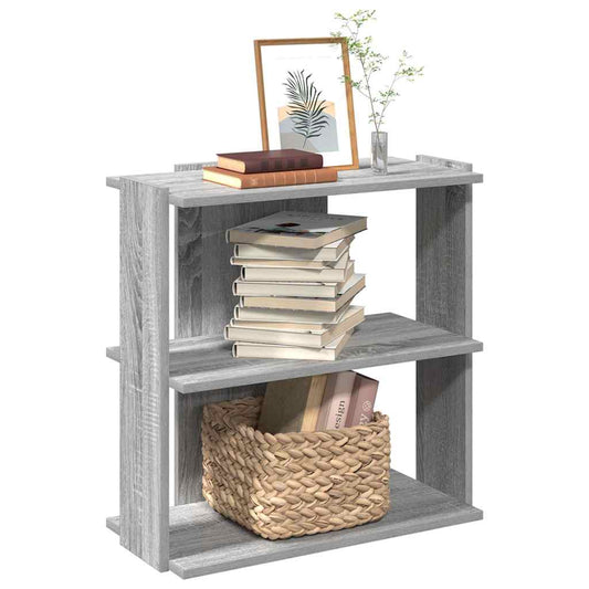 Bookcase 3-Tier Grey Sonoma 60x30x60 cm Engineered Wood